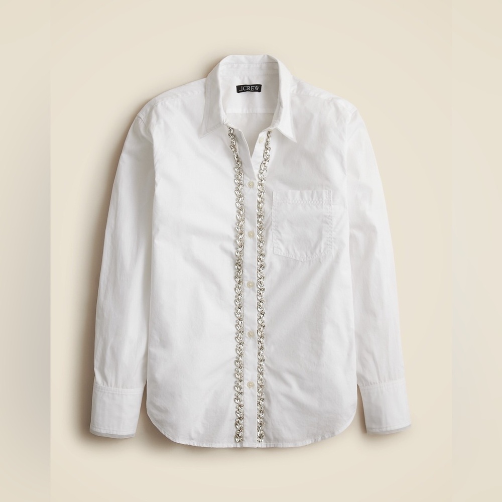 J.Crew Women’s Embellished Garçon shirt with tulle in cotton poplin